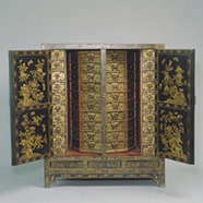  黑漆描金雙龍紋藥柜