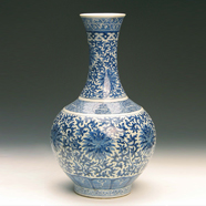 清 康熙款青花番蓮瓶