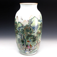 清 乾隆款粉彩九老圖燈籠大瓶