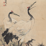 王雪濤 雙鶴松 紙本 67X135.6cm