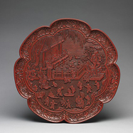 剔紅仕女嬰戲圖漆盤