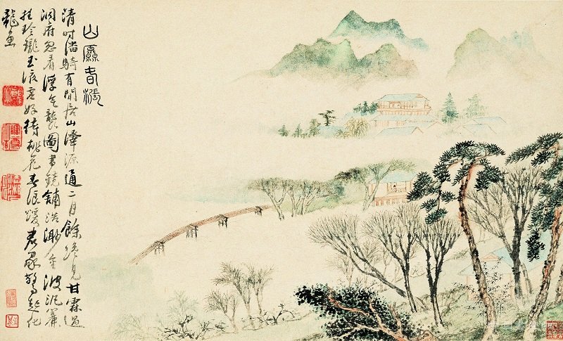 石濤與張大千跨世紀(jì)合作《溪南八景圖冊(cè)》欣賞