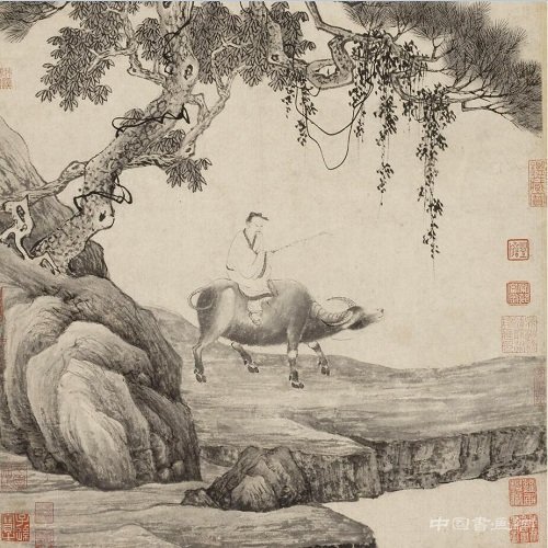 唐寅《葑田行犢圖軸》