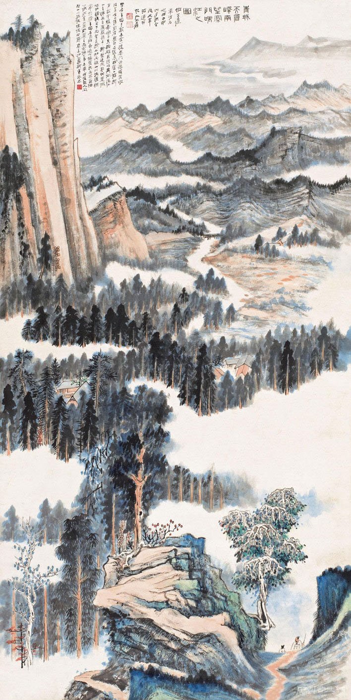 張大千最重要的山水巨構之一——《青城南望》圖