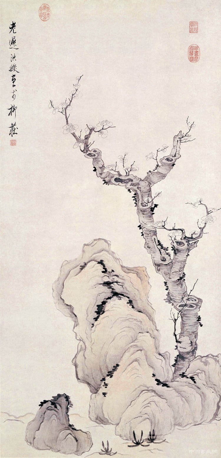 墨梅奇石，筆簡意遠——陳洪綬《梅石圖軸》賞析