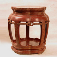 清 紫漆描金繡墩