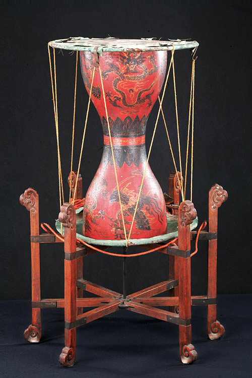 清 彩繪大杖鼓