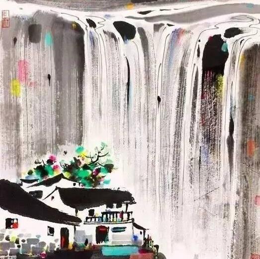 吳冠中筆下的瀑布