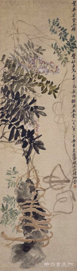 晚清 吳昌碩 紫藤圖軸