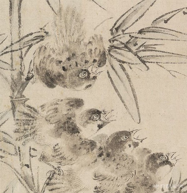 清 王榖祥《春雛得飼圖》軸