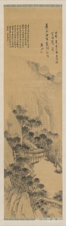 清 傅山《江深草閣圖》軸