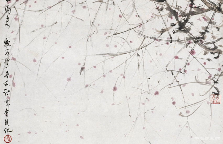 現代 傅抱石《秋風紅雨圖》軸