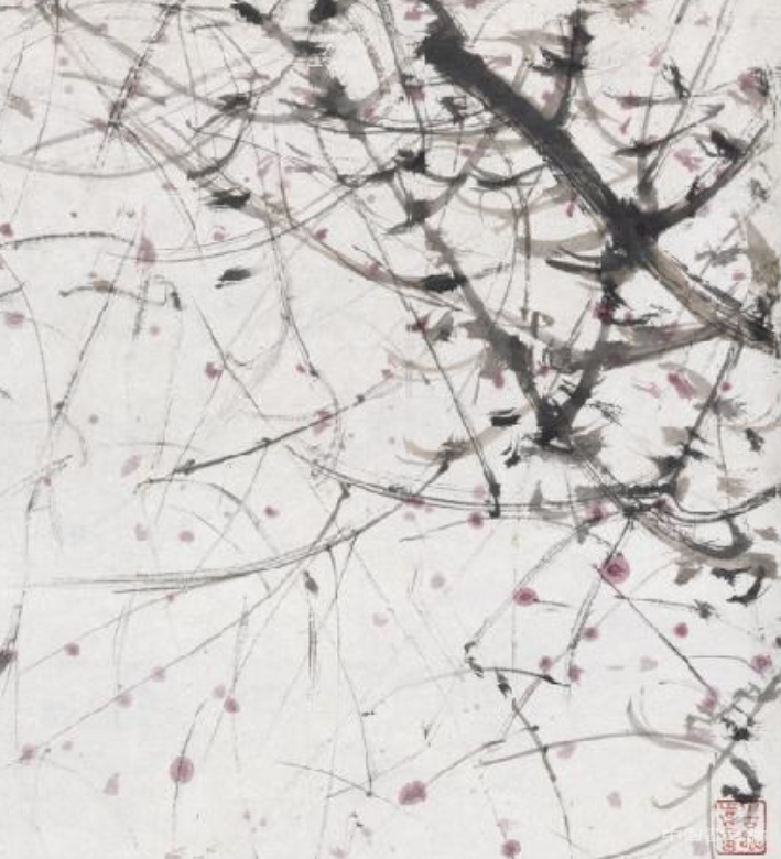 現代 傅抱石《秋風紅雨圖》軸