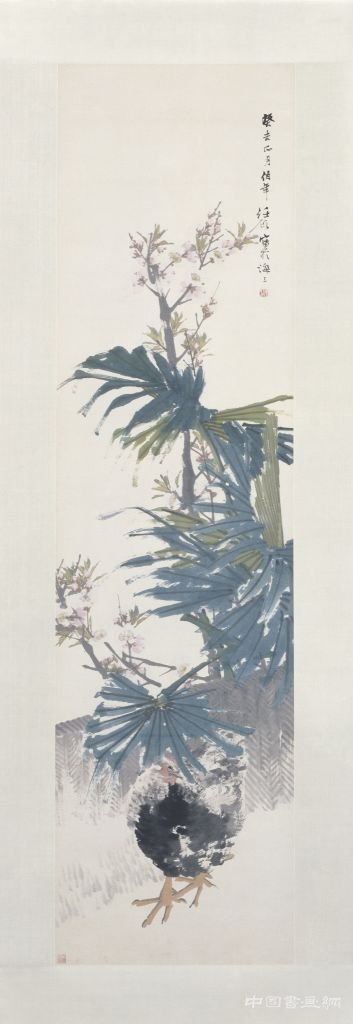 任頤棕櫚雞圖軸