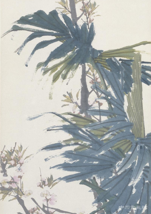 任頤棕櫚雞圖軸