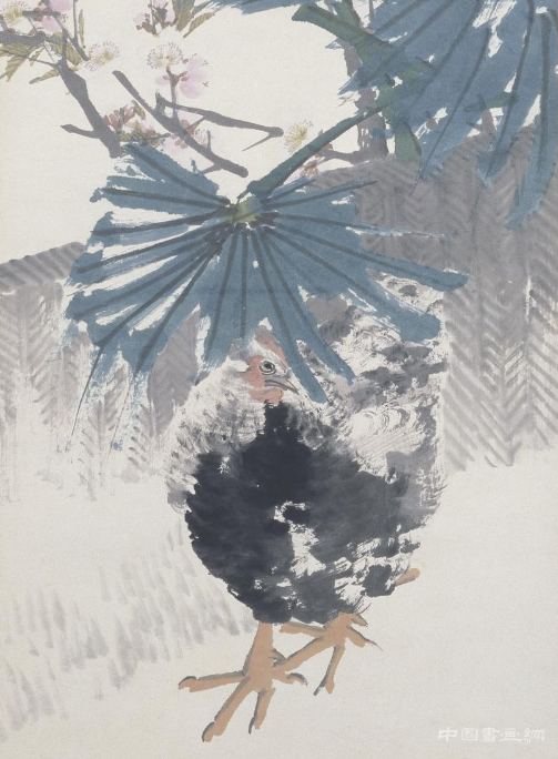 任頤棕櫚雞圖軸