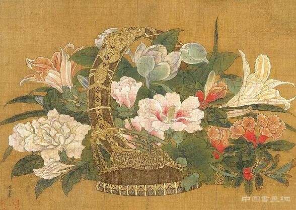 宋 李嵩《花籃圖》