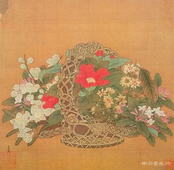 宋 李嵩《花籃圖》