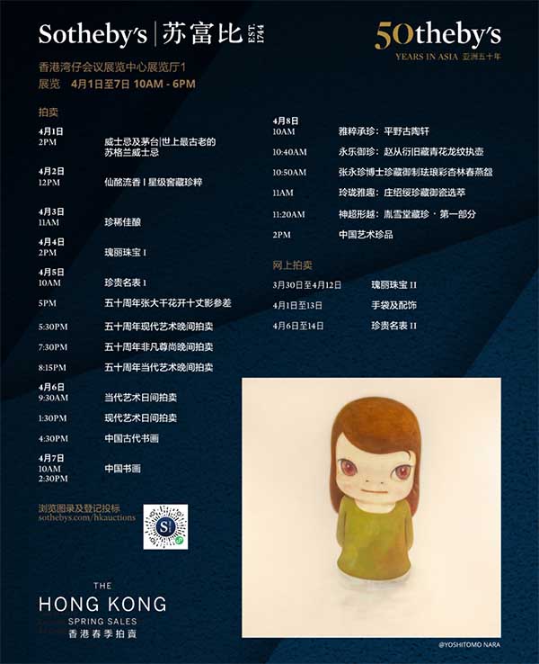 張大千《花開十丈影參差》2.5億領跑 蘇富比亞洲50周年晚拍總成交15億港元